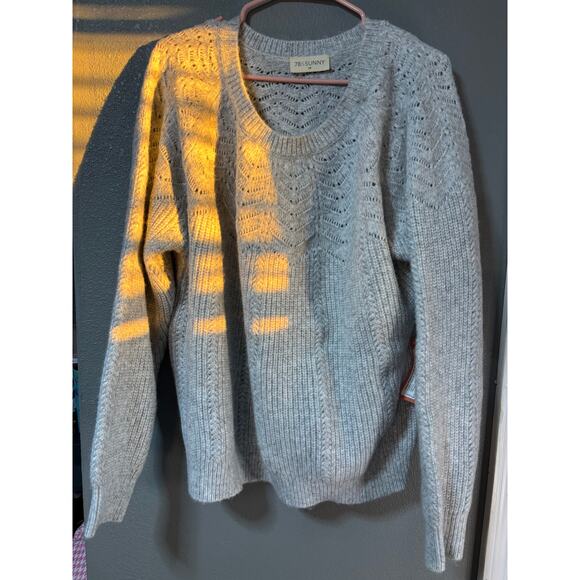 78 & Sunny Fairisle Pattern Chenille Sweater in Heather Grey 2X - Picture 1 of 5